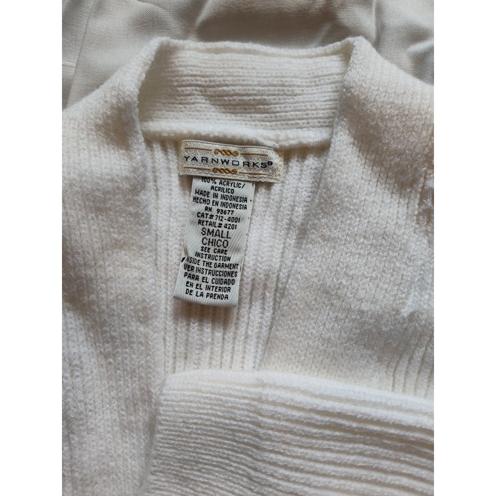 Yarnworks Chunky Cardigan Acrylic Countryside Cottage White Cream Size Small